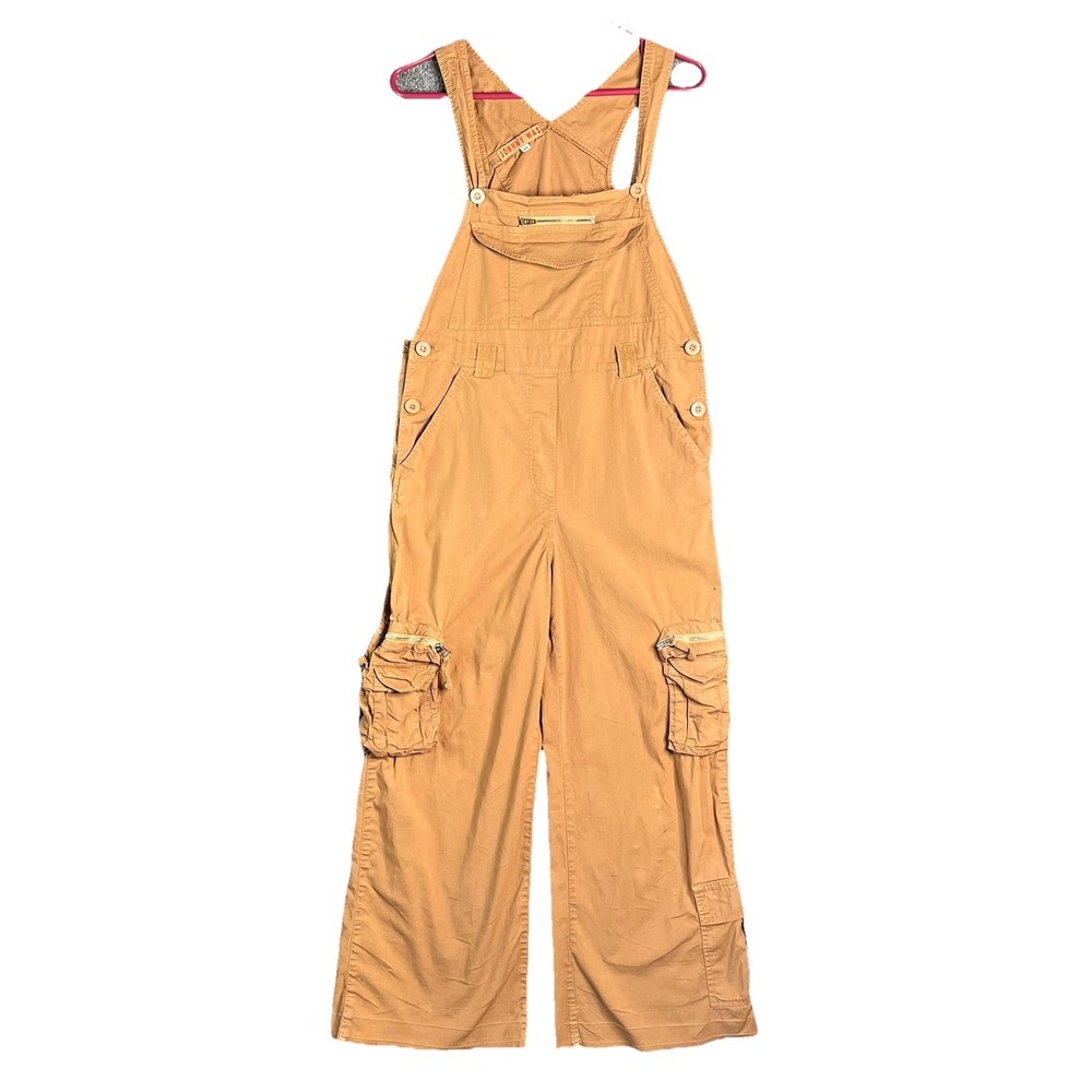 Johnny Was Cargo Overalls Women XS Brown Utility Style Cotton